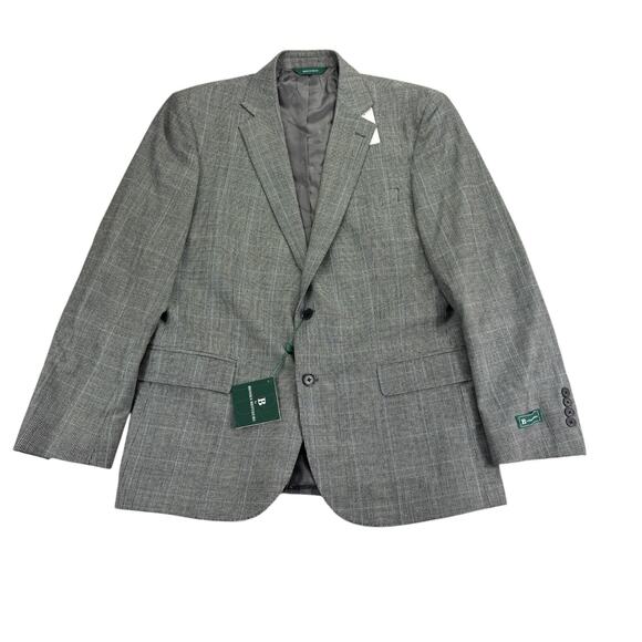 Brooks Brothers Mens Classic Fit Wool Stretch Plaid Suit Jacket